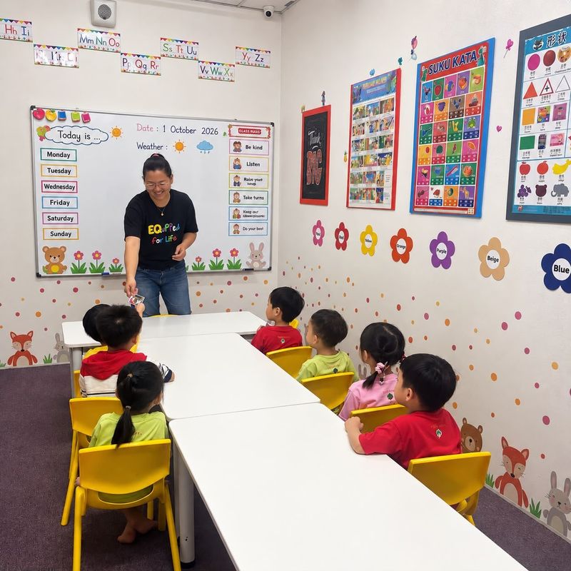 孩子们在 RightStart 教室里学英语